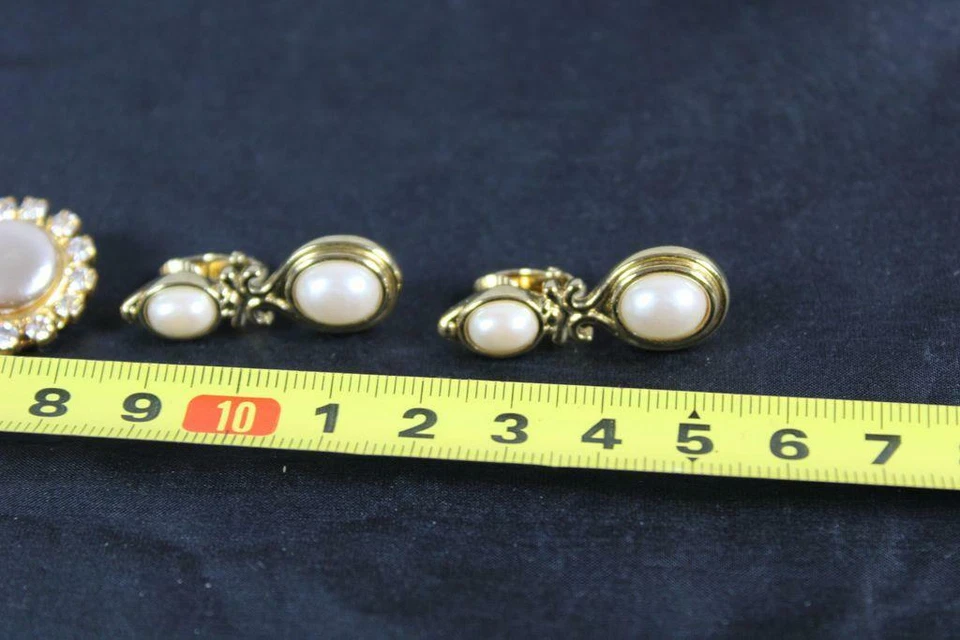 Vintage Schmuck - 3 Paar bzw. 6 Stück - Perlen und Steine Decor - ca. 24 Gramm - Bild 3 von 4