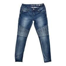 Miss Me Women s Skinny Jeans 27x30 Blue Low-Rise Stretch Embroidered Signature