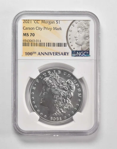 2021-CC MS70 Morgan Silver Dollar $1 NGC 100th Anniversary Lbl *4130