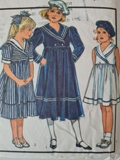 Vtge STYLE Sewing Pattern 1260 Girls Sailor Dress and Beret, Size 6, Chest 25ins