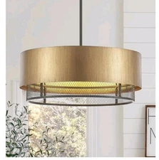 4-Light Vintage Drum Pendant Light- Modern Industrial Farmhouse Chandelier 