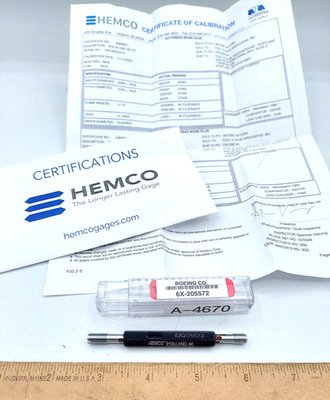 HEMCO #10-32 UNF-2B STI Thread Plug GAGE GO NO GO P.D. = .2103 & 0.2123 **NEW**