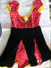 Dansco Figure Skating Dress Black Velvet, Red Yellow Polk-A-Dot, Child Large