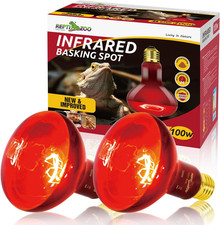 2 Pack Infrared Heat Lamp, 100W Reptile Heat Emitter Infrared Basking Spot Light