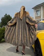 real fur coat long fox size 14-16-18