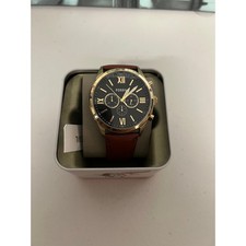 Fossil BQ2261 Flynn Gold Black Brown Leather Chronograph Men Watch