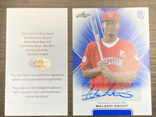 2020 Leaf Perfect Game MALAKHI KNIGHT 1/1 Auto Blue Gameday Auto UCLA
