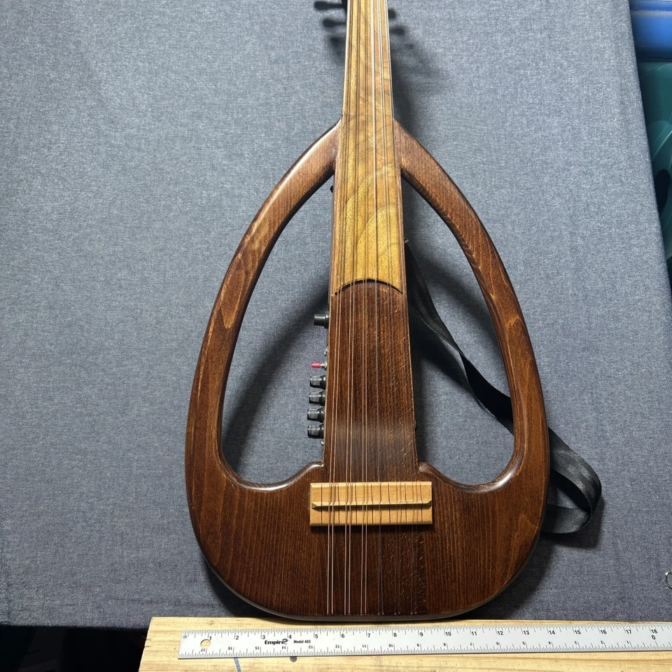 Instrumento de cuerda profesional eléctrico castaño Oud Ud con estuche rígido de terciopelo rojo Foto 2 de 4