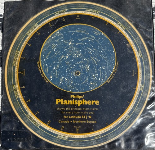 1982 Philip's Planisphere 51.5 N Canada Northern Europe Principal Stars Very ... - Picture 4 of 4