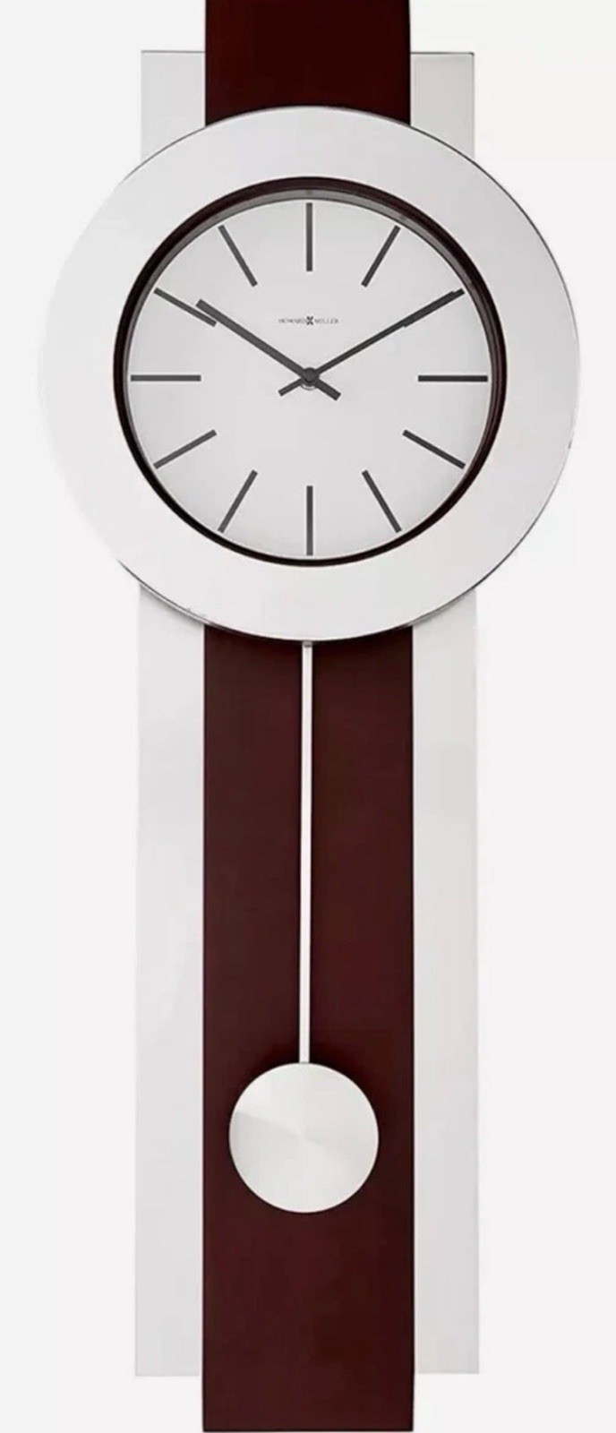 Howard Miller Wall Clock 625-279 Bergen Modern Merlot Cherry Finish Nickel NIB
