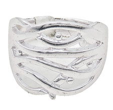 925 Sterling Silver Shiny Polished Floral Vine Motif Band Ring Sz 10 RG18620