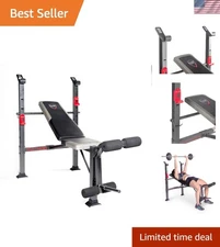 Heavy-Duty Adjustable Strength Bench - Black/Red, Perfect for Complete Workouts