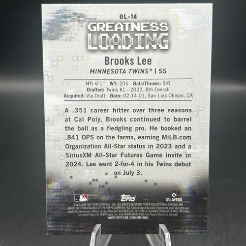 2025 Bowman #GL-14 BROOKS LEE RC Greatness Loading Refractor MINNESOTA TWIN - Picture 2 of 2
