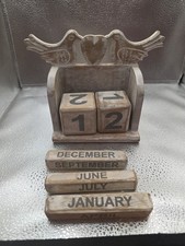 Wooden Perpetual Block Calendar for Desk Wood Month Date Display Blocks for Home