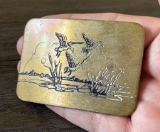 Vintage Duck Hunting Belt Buckle Great American Buckle Co Chicago Collectible