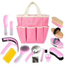 Horse Grooming Kit 14-in-1 Professional Brush Set Pink