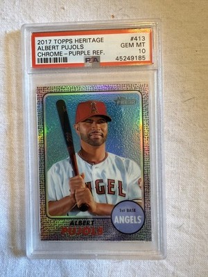 2017 Topps Heritage #THC-413 Albert Pujols Chrome Purple Refractor Gem Mint 10