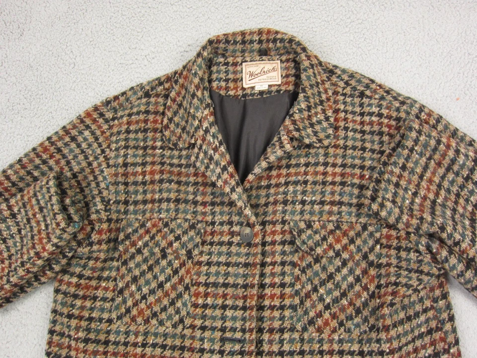 Chaqueta Woolrich De Colección Para Mujer Extra Grande XL Marrón Lana Hecha en EE. UU. Pata de Gallo Foto 2 de 4