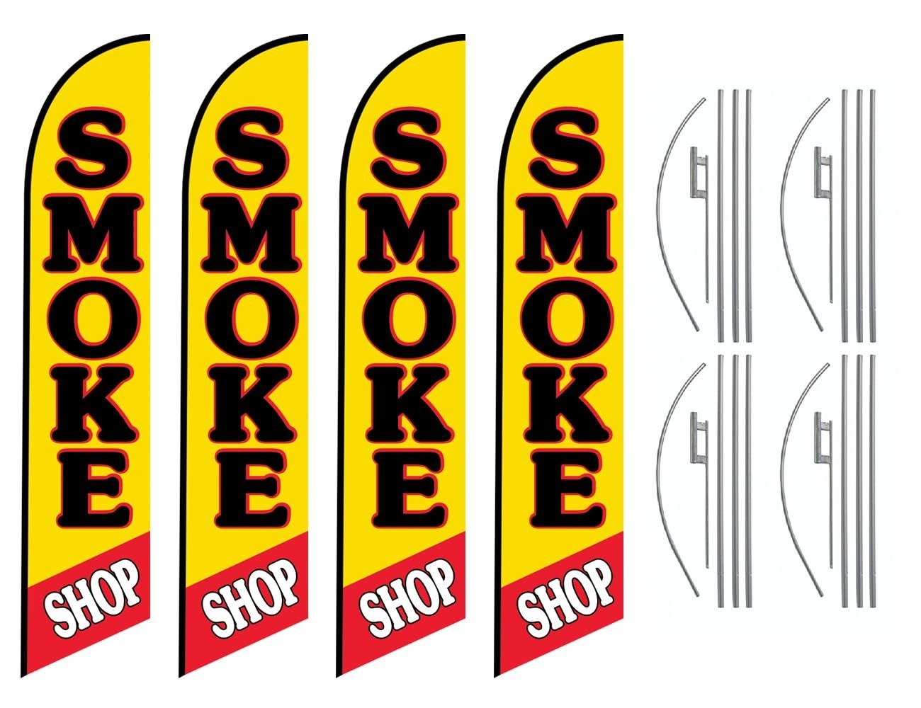 FFN Pack 4 - Smoke Shop Swooper Feather Banner Flag Outdoor Advertising Sign...