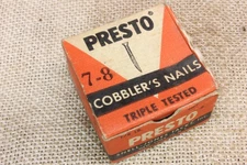 3/4” old Presto Shoe NAILS 45 Tacks 1/8” square Flat headed vintage BOX Cobblers