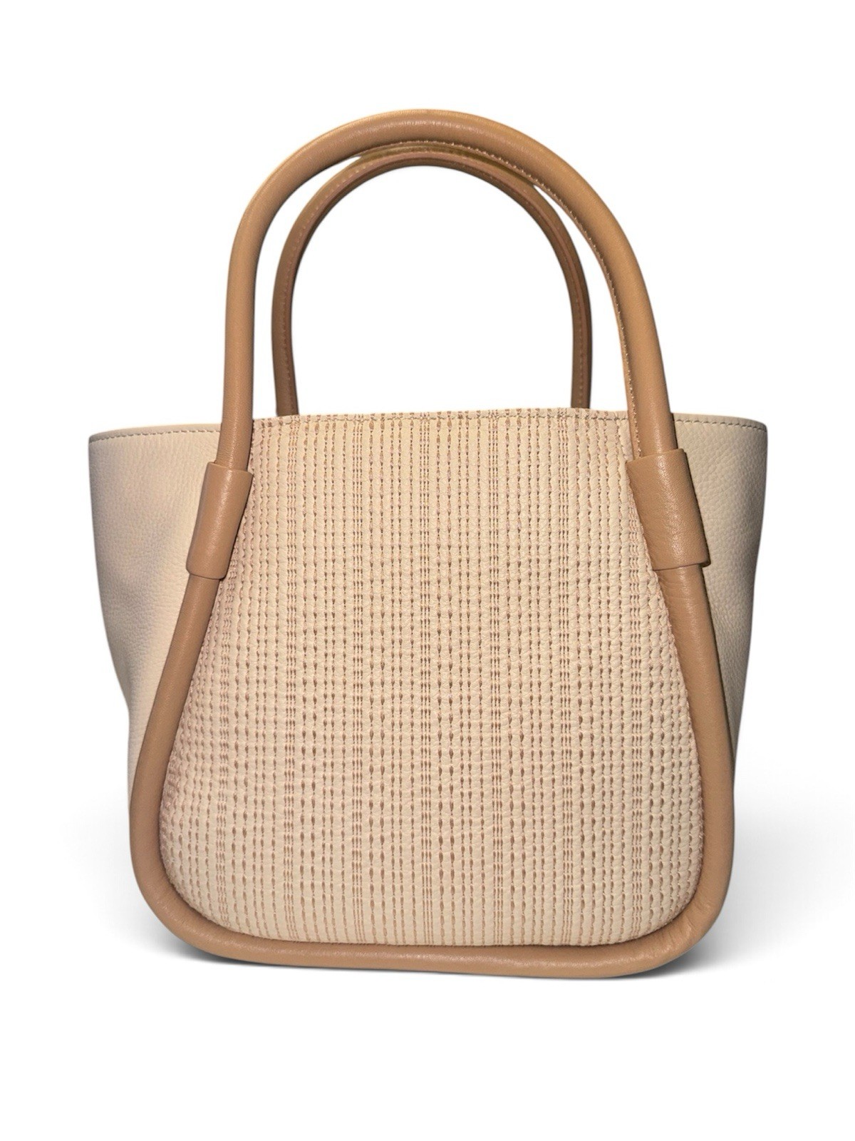 Bolso HOBO Margot en cuero granulado crema con ribete tostado nuevo con etiquetas $278
