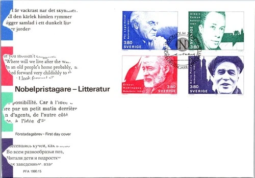 FDC Sweden 1990 - Nobelpristagare - Litteratur - A00550