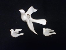 Vintage 1970's Large and Small Glazed Ceramic Birds For Macrame