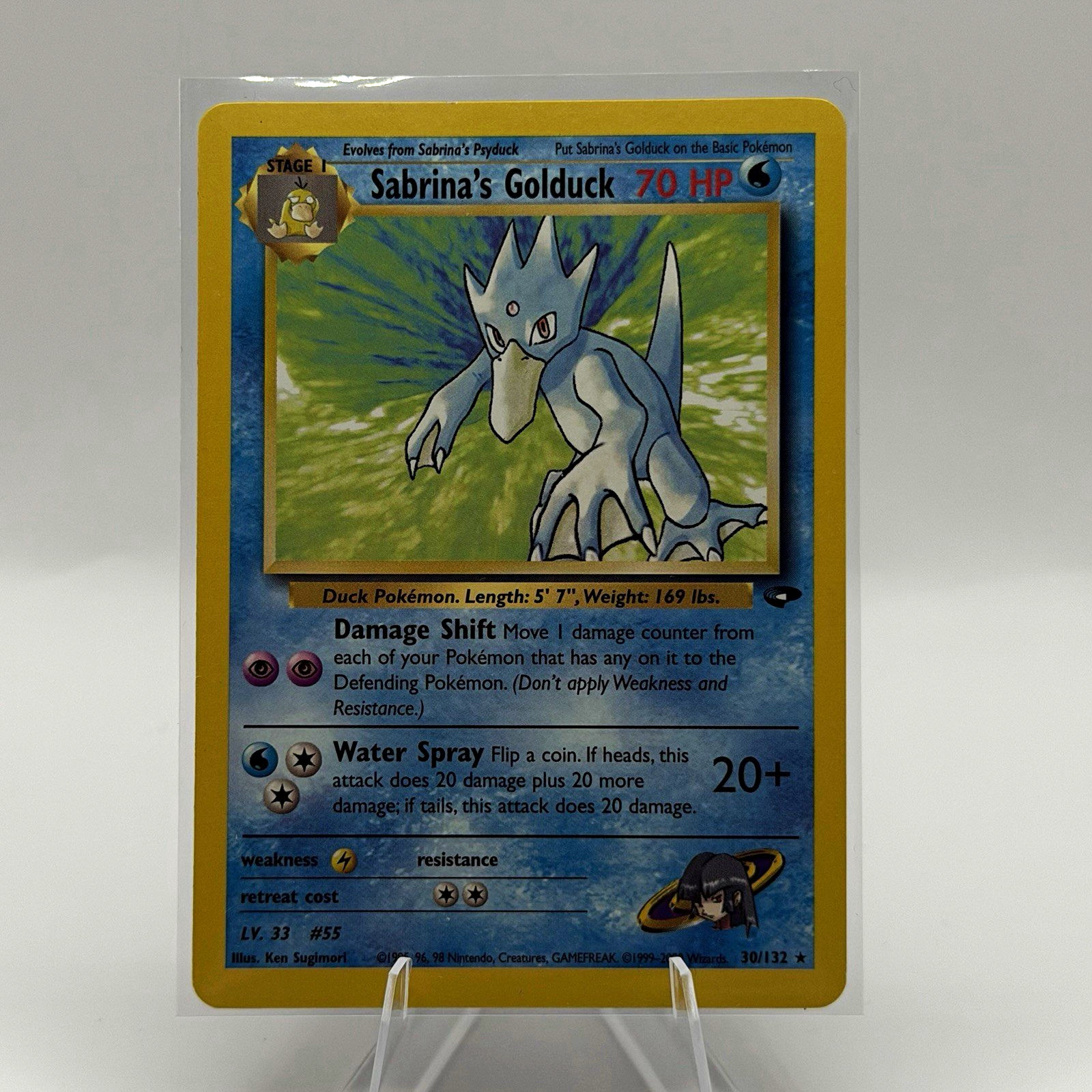 Pokemon TCG Sabrina's Golduck 30/132 Gym Challenge Rare Regular Unlimited 1999