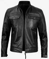 Men's Top Notch Black Biker Style Leather Jacket