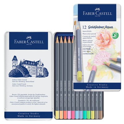 Faber Castell Goldfaber Aqua Watercolor Pencils Set of 12 Pastel Colors