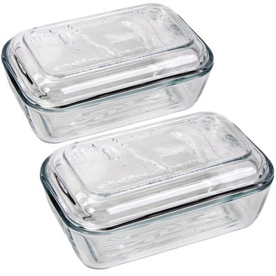 2x Set Luminarc Butter-Dose Glas Butter-Glocke Butter-Schale Butterbehälter Kuh