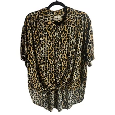 Urban Outfitters Size S Animal Print Button Down Shirt Blouse Tie Front Boxy