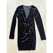 VICI Velvet Velour Wrap Little Black Mini Dress Size M Sexy