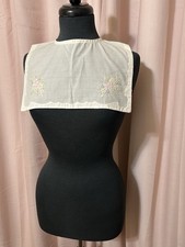 Vintage Detachable Collar White With Embroidered Front And Back Retro Square