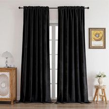 Cucraf Black Velvet 100 Blackout Curtains 90 Inches Long Thermal Insulated