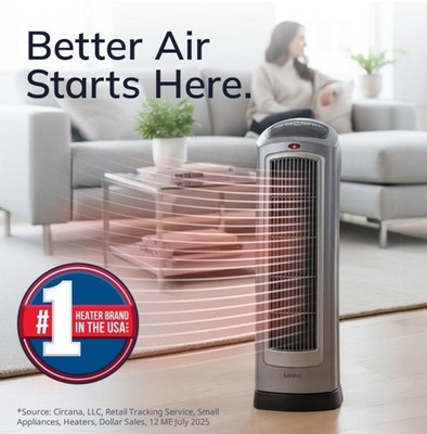 Lasko 755320 Digital Ceramic Tower Space Heater 1500W Oscillating with Remote