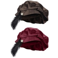 Medieval Feather Hat Soft Polyester Beret Cap Medieval Costume Accessories