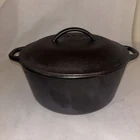 Vintage Cast Iron Lodge Covered Dutch Oven w/ Basting Lid 8 DOL 5 Quart