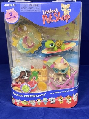 Littlest Pet Shop Seaside Celebration Turtle #230 Cat #228 Dog #229
