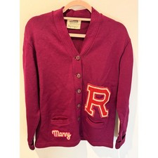Vintage 70s Coleman Knitting Mills Varsity Letterman Wool Cardigan Sweater