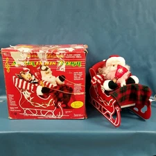 Telco Santa In His Sleigh Lighted Musical Motion-ette Christmas Decor Works/Read