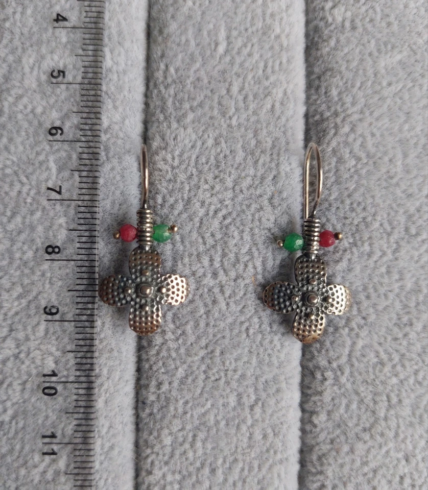 Sehr schöne Ohringe mit echtem Rubin und Smaragd in 925  - Bild 2 von 4