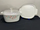 Vintage 3L CorningWare Tulip Design Casserole Dish with Pyrex & Plastic Lids