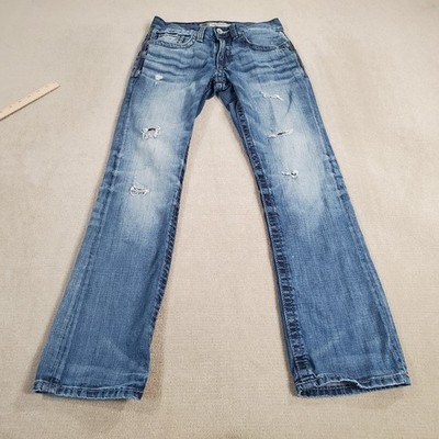 BKE Jake Jeans Mens 28 R Blue Straight Leg Buckle Faded Medium Wash Distressed