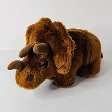 Vintage 1980 Dakin Triceratops Dinosaur Brown Plush Stuffed Animal Small 6"