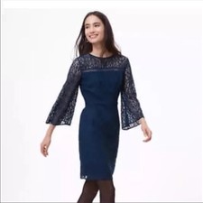 Loft Lace Bell Sleeve Midi Dress