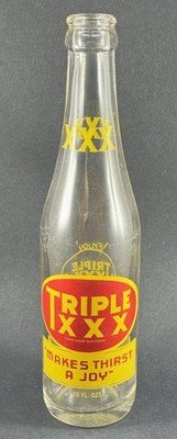 Triple X X X ''Makes Thirst A Joy'' 10 oz (EMPTY) Painted Label Soda Bottle