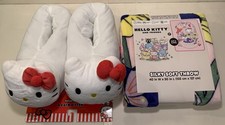 Hello Kitty  Friends Slippers XL women's size 9-10  Throw Blanket 40x50 inches