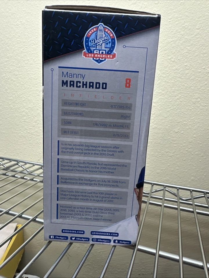 Manny Machado LA Dodgers Oficial 2018 LA GRAN FIESTA Bobblehead Nuevo Foto 4 de 4