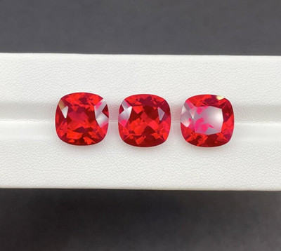 30 Ct 3 Pcs CT Natural Red Ruby Cushion Cut  GIE CERTIFIED Loose Gemstone Lot